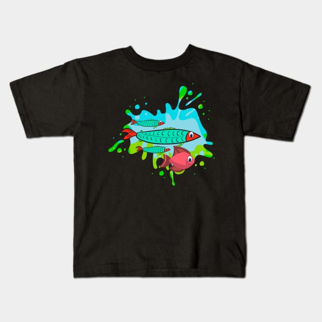 cardinal tetra freshwater fish Kids T-Shirt by Explore The Tropics